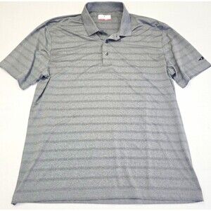 Grand Slam Men's Striped Performance Polo Shirt Gray Short Sleeve Button L